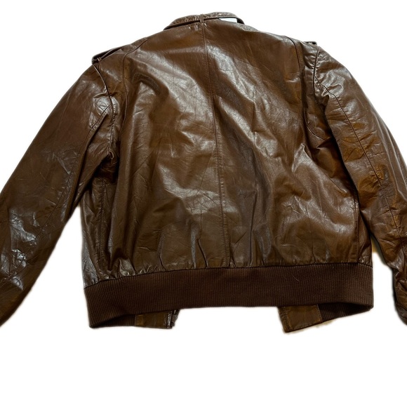 Vintage Members Only brown leather bomber jacket size 44 by Europe Craft - Picture 3 of 8